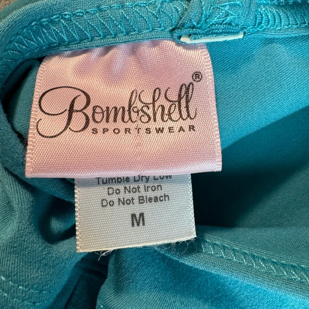 Bombshell Sportswear Sculpted Bodysuit Jumpsuit Turquoise Size Medium - Picture 10 of 11